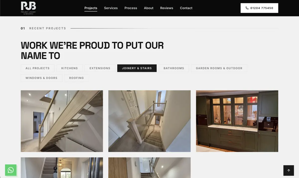 PJB — 22 projects across eight filterable categories