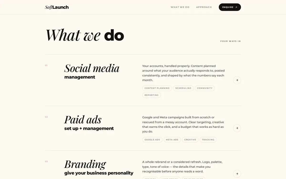 SoftLaunch — what we do, the four services